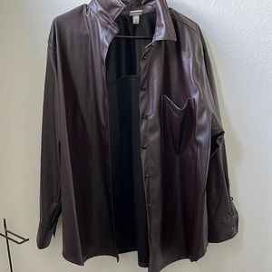 Brown leather jacket, brand new, size XL